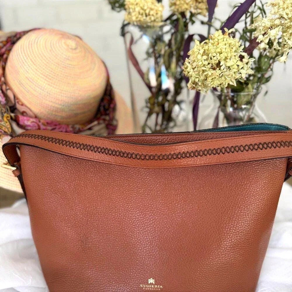 Cuoieria‎ Fiorentina Candy Bucket Bag Cognac Brown Grained Leather